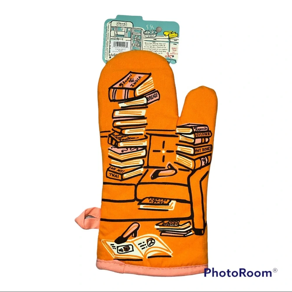 Blue Q “horny for food” multicolored Oven mitt New With Tags